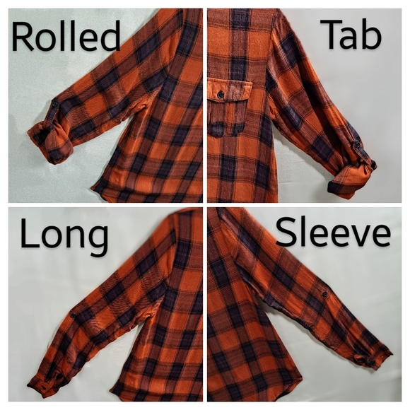 NOBO Vtg Y2K Women Med Pumpkin Plaid Hoodie Long Sleeve Button Front Fall Shirt - Picture 8 of 11
